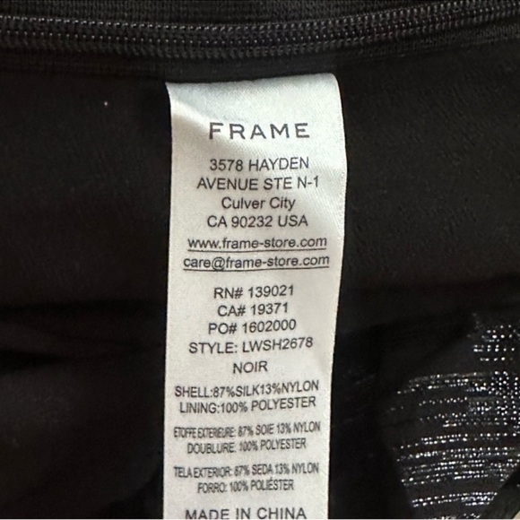 FRAME DENIM Ruched Metallic Jacquard Ruched Puff Short Sleeve Keyhole Blouse Top - Picture 11 of 11